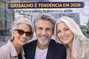 Pessoas com cabelo branco elegante mostrando que grisalho é tendência em 2026