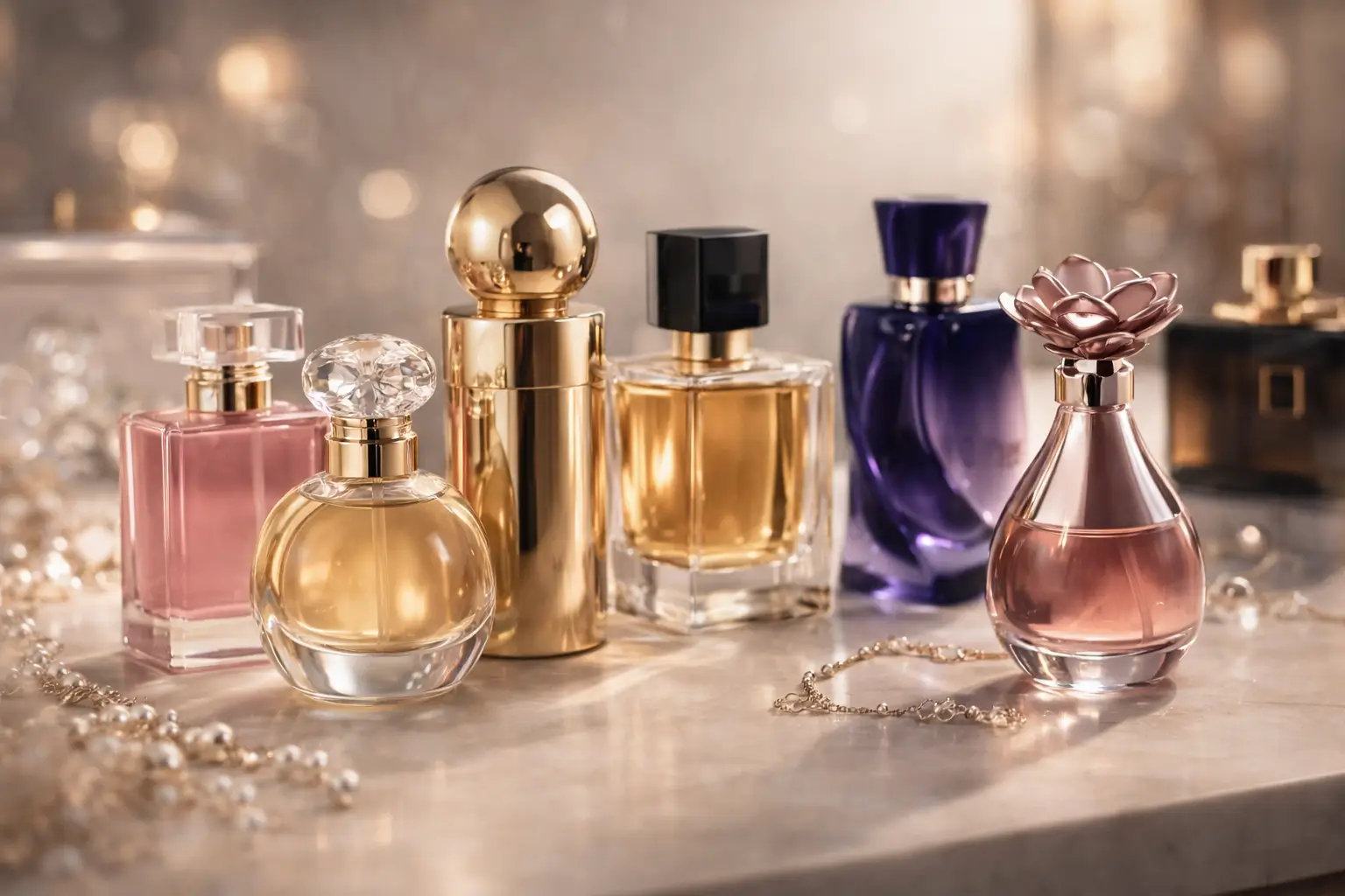 Lançamento de perfumes com frascos elegantes e tendências do momento