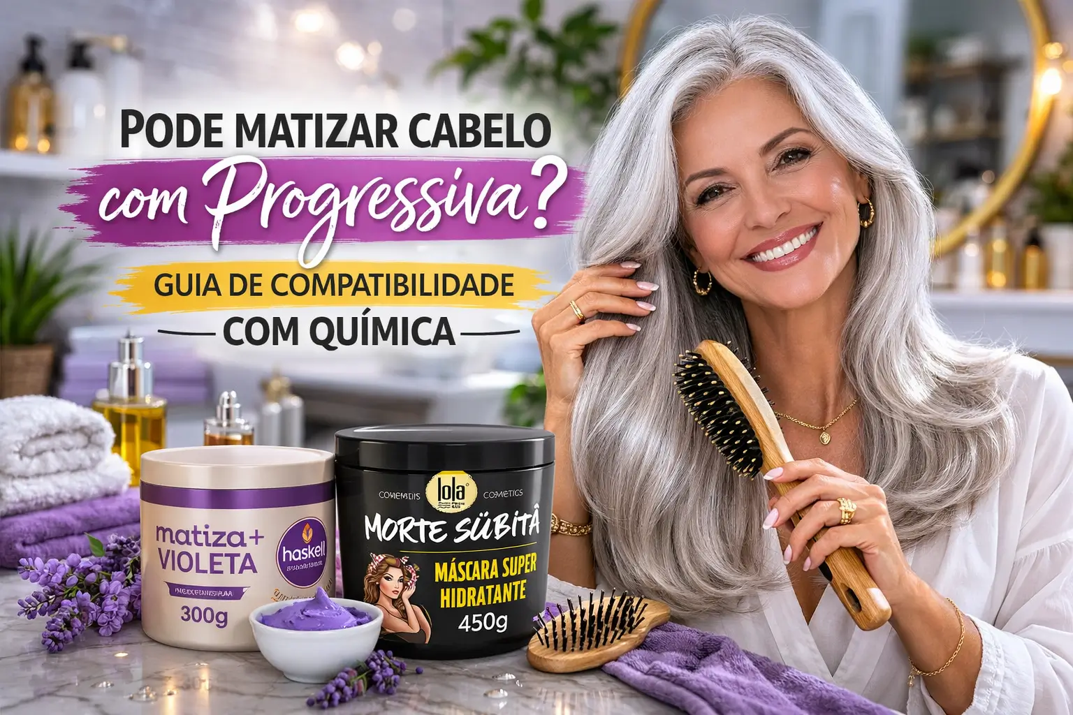 Mulher com cabelo matizado representando pode matizar cabelo com progressiva
