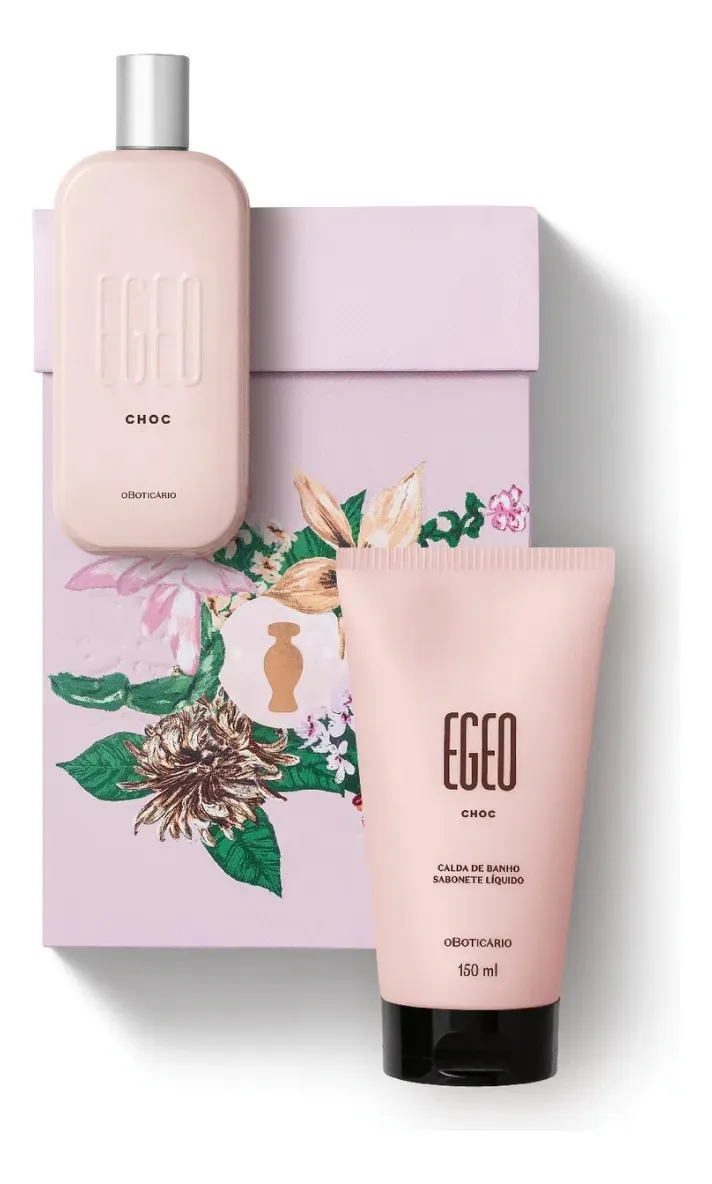 Kit Dia das Mães Egeo Choc com colônia, calda de banho e caixa presenteável de O Boticário.