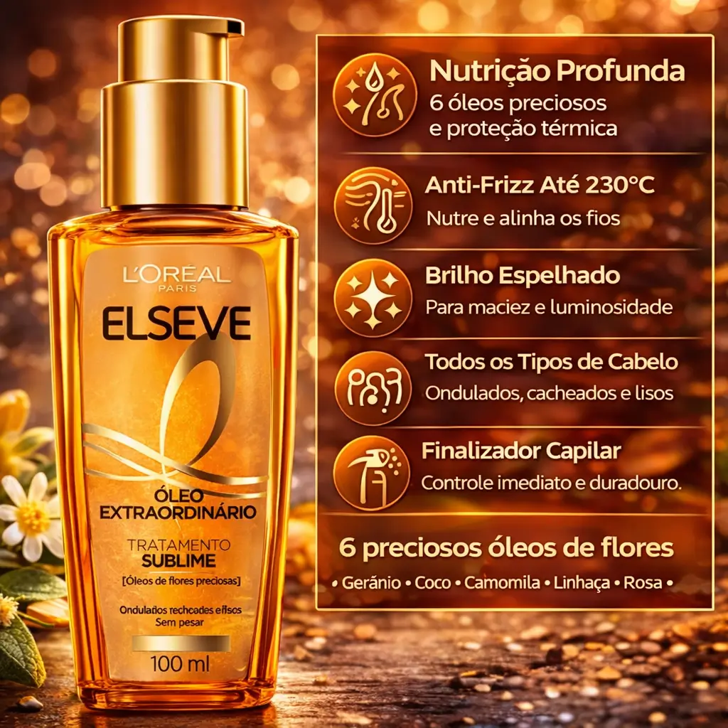 cuidados com o cabelo no outono com óleo capilar L'Oréal Paris Elseve Óleo Extraordinário para nutrição e brilho