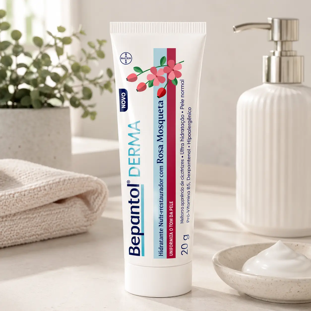 Melhor hidratante corporal para o inverno Bepantol Derma com rosa mosqueta em rotina de cuidados com a pele