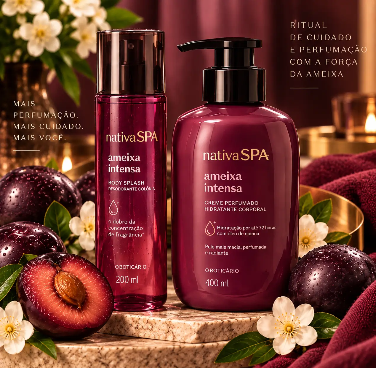Kit Nativa SPA Ameixa Intensa Body Splash 200 ml e hidratante 400 ml