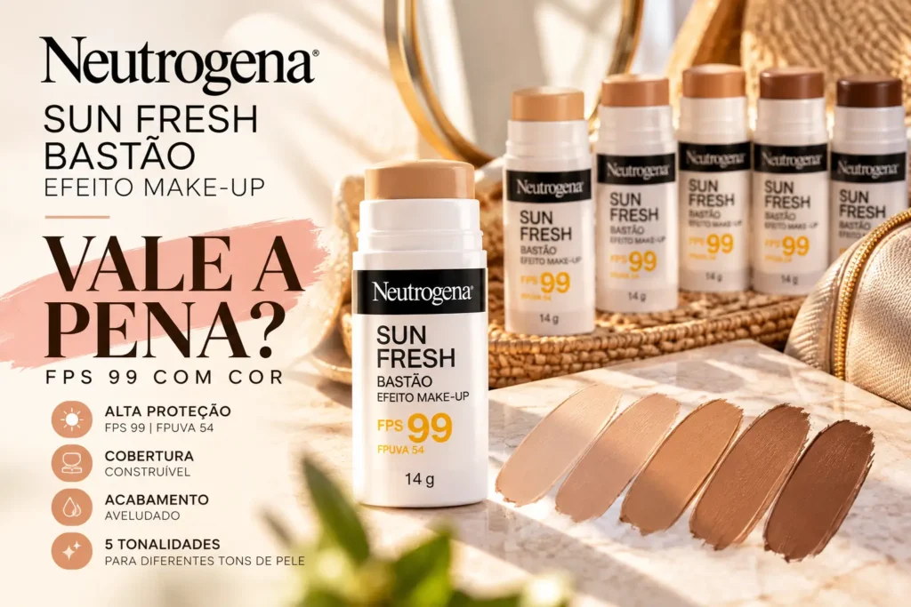 Neutrogena Sun Fresh Bastão FPS 99 com cor, cinco tonalidades e efeito maquiagem